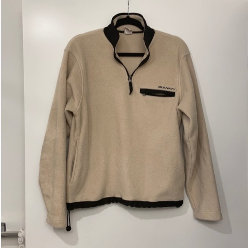 ✨Tan and black Sherpa old navy pull over 1/4 zip